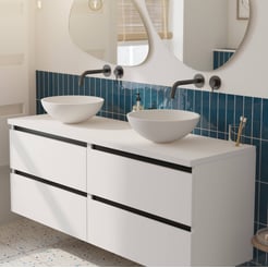 Saniselect Guarda voorgemonteerd badmeubel 4 lades incl. afdekblad met zwarte greeplijst 160cm mat wit