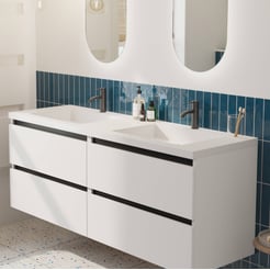 Saniselect Guarda voorgemonteerd badmeubel met zwarte greeplijst incl. wastafel 160,5x51,5cm mat wit