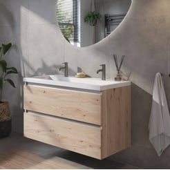 Saniselect Guarda voorgemonteerd badmeubel met aluminium greeplijst incl. wastafel 100,5x51cm naturel eiken