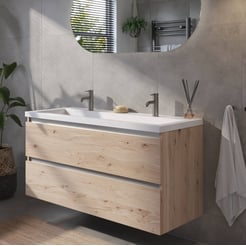 Saniselect Guarda voorgemonteerd badmeubel met aluminium greeplijst incl. wastafel 120,5x51cm naturel eiken