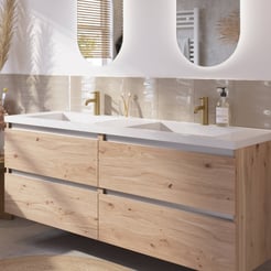 Saniselect Guarda voorgemonteerd badmeubel met aluminium greeplijst incl. wastafel 160,5x51,5cm naturel eiken