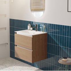 Saniselect Guarda voorgemonteerd badmeubel met aluminium greeplijst incl. matte keramische wastafel 61x46cm toffee