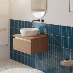 Saniselect Guarda voorgemonteerd badmeubel 1 lade incl. afdekblad met aluminium greeplijst 60cm toffee