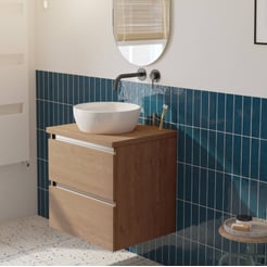 Saniselect Guarda voorgemonteerd badmeubel incl. afdekblad met aluminium greeplijst 60cm toffee