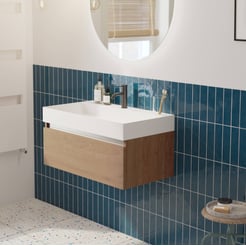 Saniselect Guarda voorgemonteerd badmeubel met aluminium greeplijst incl. matte wastafel 80x45cm toffee