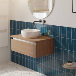 Saniselect Guarda voorgemonteerd badmeubel met aluminium greeplijst incl. keramische waskom 80cm toffee