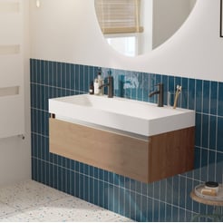 Saniselect Guarda voorgemonteerd badmeubel met aluminium greeplijst incl. matte wastafel 100x45cm toffee