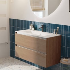 Saniselect Guarda voorgemonteerd badmeubel met aluminium greeplijst incl. matte keramische wastafel 101x46cm toffee