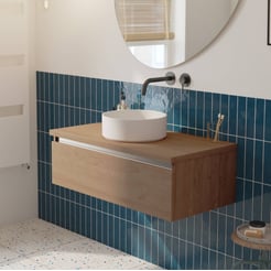 Saniselect Guarda voorgemonteerd badmeubel 1 lade incl. afdekblad met aluminium greeplijst 100cm toffee