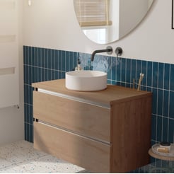 Saniselect Guarda voorgemonteerd badmeubel incl. afdekblad met aluminium greeplijst 100cm toffee