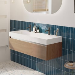 Saniselect Guarda voorgemonteerd badmeubel met aluminium greeplijst incl. matte wastafel 120x45cm toffee