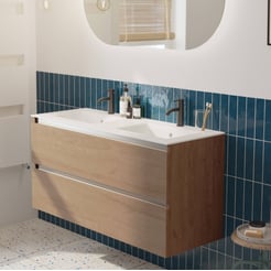 Saniselect Guarda voorgemonteerd badmeubel met aluminium greeplijst incl. matte keramische wastafel 121x46cm toffee