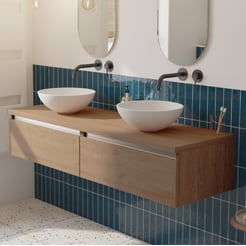 Saniselect Guarda voorgemonteerd badmeubel incl. afdekblad met aluminium greeplijst 160cm toffee