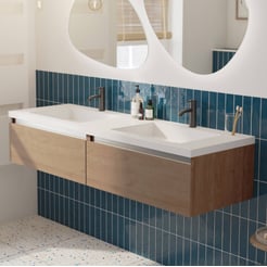 Saniselect Guarda voorgemonteerd badmeubel met aluminium greeplijst incl. wastafel 160,5x51,5cm toffee