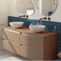 Saniselect Guarda voorgemonteerd badmeubel 4 lades incl. afdekblad met aluminium greeplijst 160cm toffee