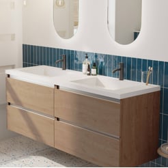 Saniselect Guarda voorgemonteerd badmeubel met aluminium greeplijst incl. wastafel 160,5x51,5cm toffee