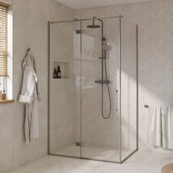 Saniselect Garda Douchecabine met draaideur links incl. antikalk 120x90x210 cm geborsteld grijs