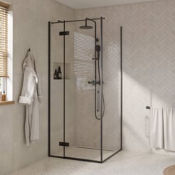Saniselect Garda Douchecabine met draaideur links incl. antikalk 90x90x210 cm mat zwart