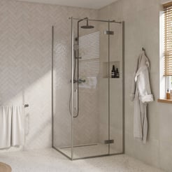 Saniselect Garda Douchecabine met draaideur rechts incl. antikalk 90x90x210 cm geborsteld grijs
