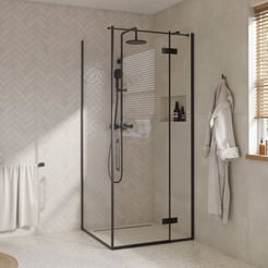 Saniselect Garda Douchecabine met draaideur rechts incl. antikalk 90x90x210 cm mat zwart
