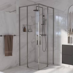 Saniselect Sindra douchecabine met hoekinstap incl. antikalk 80x80cm Geborsteld Grijs