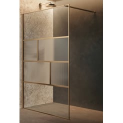 Novellini H Art HC Inloopdouche 77-78,5x200 cm Brushed Black Chrome Flute Glas