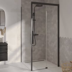 Ben iMotion Zijwand links voor schuifdeur rechts 100x206 cm Mat Zwart Helder Glas