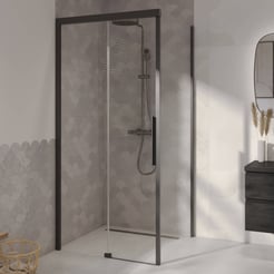 Ben IMotion Zijwand Rechts 90x206cm tbv Schuifdeur links Mat Zwart / Helder Glas