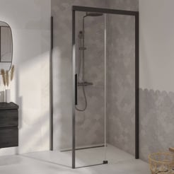 Ben iMotion Zijwand links voor schuifdeur rechts 80x206 cm Mat Zwart Helder Glas