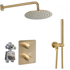 Ben Lavion Inbouw Regendoucheset 25 cm Geborsteld Messing