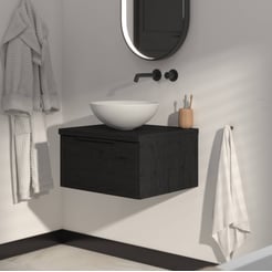 Saniselect Luca voorgemonteerd badmeubel met mat zwarte greep incl. matte waskom 60cm eiken zwart