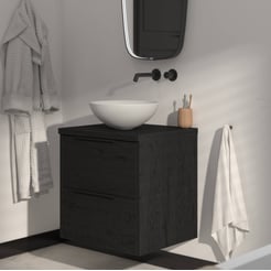 Saniselect Luca voorgemonteerd badmeubel incl. afdekblad met mat zwarte greep 60cm eiken zwart