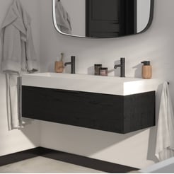 Saniselect Luca voorgemonteerd badmeubel met mat zwarte greep incl. matte wastafel 120x45cm eiken zwart