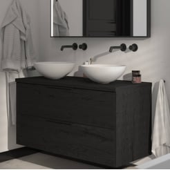 Saniselect Luca voorgemonteerd badmeubel met mat zwarte greep incl. matte waskommen 120cm eiken zwart