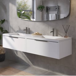 Saniselect Luca voorgemonteerd badmeubel met grafiet greep incl. wastafel 160,5x51,5cm gebrand zwart