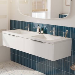 Saniselect Luca voorgemonteerd badmeubel met chromen greep incl. wastafel 160,5x51,5cm gebrand zwart