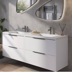 Saniselect Luca voorgemonteerd badmeubel met grafiet greep incl. wastafel 160,5x51,5cm gebrand zwart