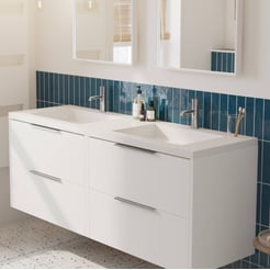 Saniselect Luca voorgemonteerd badmeubel met chromen greep incl. wastafel 160,5x51,5cm gebrand zwart