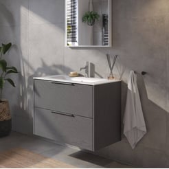 Saniselect Luca voorgemonteerd badmeubel met chromen greep incl. matte keramische wastafel 81x46cm gebrand zwart