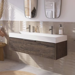 Saniselect Luca voorgemonteerd badmeubel met rvs greep incl. matte wastafel 120x45cm kasteel bruin
