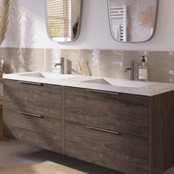 Saniselect Luca voorgemonteerd badmeubel met rvs greep incl. wastafel 160,5x51,5cm kasteel bruin