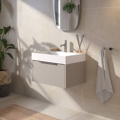 Saniselect Luca voorgemonteerd badmeubel met rvs greep incl. matte wastafel 60x45cm mat greige