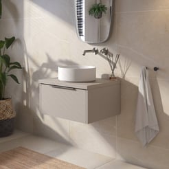 Saniselect Luca voorgemonteerd badmeubel met rvs greep incl. matte waskom 60cm mat greige