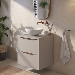 Saniselect Luca voorgemonteerd badmeubel met koperen greep incl. matte waskom 60cm mat greige