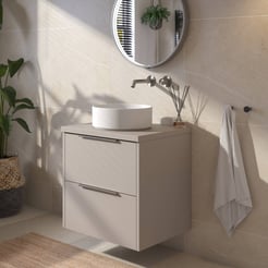 Saniselect Luca voorgemonteerd badmeubel incl. afdekblad met rvs greep 60cm mat greige