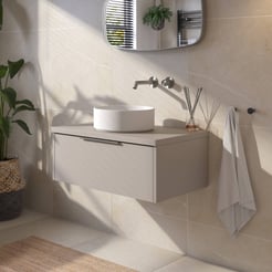 Saniselect Luca voorgemonteerd badmeubel 1 lade incl. afdekblad met rvs greep 80cm mat greige