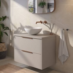 Saniselect Luca voorgemonteerd badmeubel met koperen greep incl. matte waskom 80cm mat greige