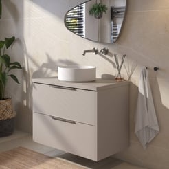 Saniselect Luca voorgemonteerd badmeubel met rvs greep incl. matte waskom 80cm mat greige