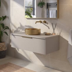 Saniselect Luca voorgemonteerd badmeubel met messing greep incl. messing waskom 100cm mat greige