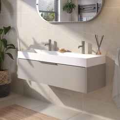 Saniselect Luca voorgemonteerd badmeubel met rvs greep incl. matte wastafel 120x45cm mat greige